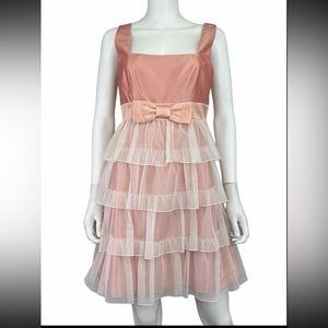 Betsey Johnson Pink Satin Ruffle Cocktail Dress